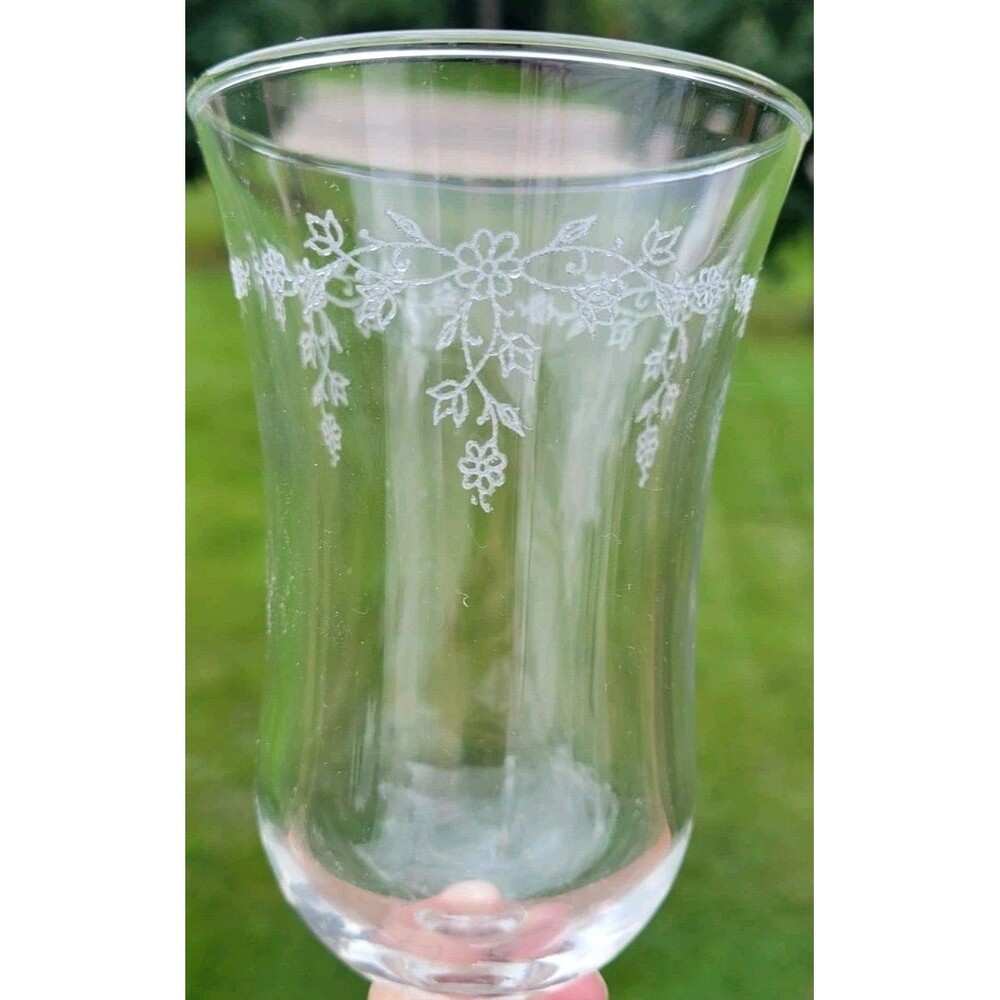 Vintage Raised Frosted Floral On Clear Glass Votive Peg Holder-Homco-Lot of 2